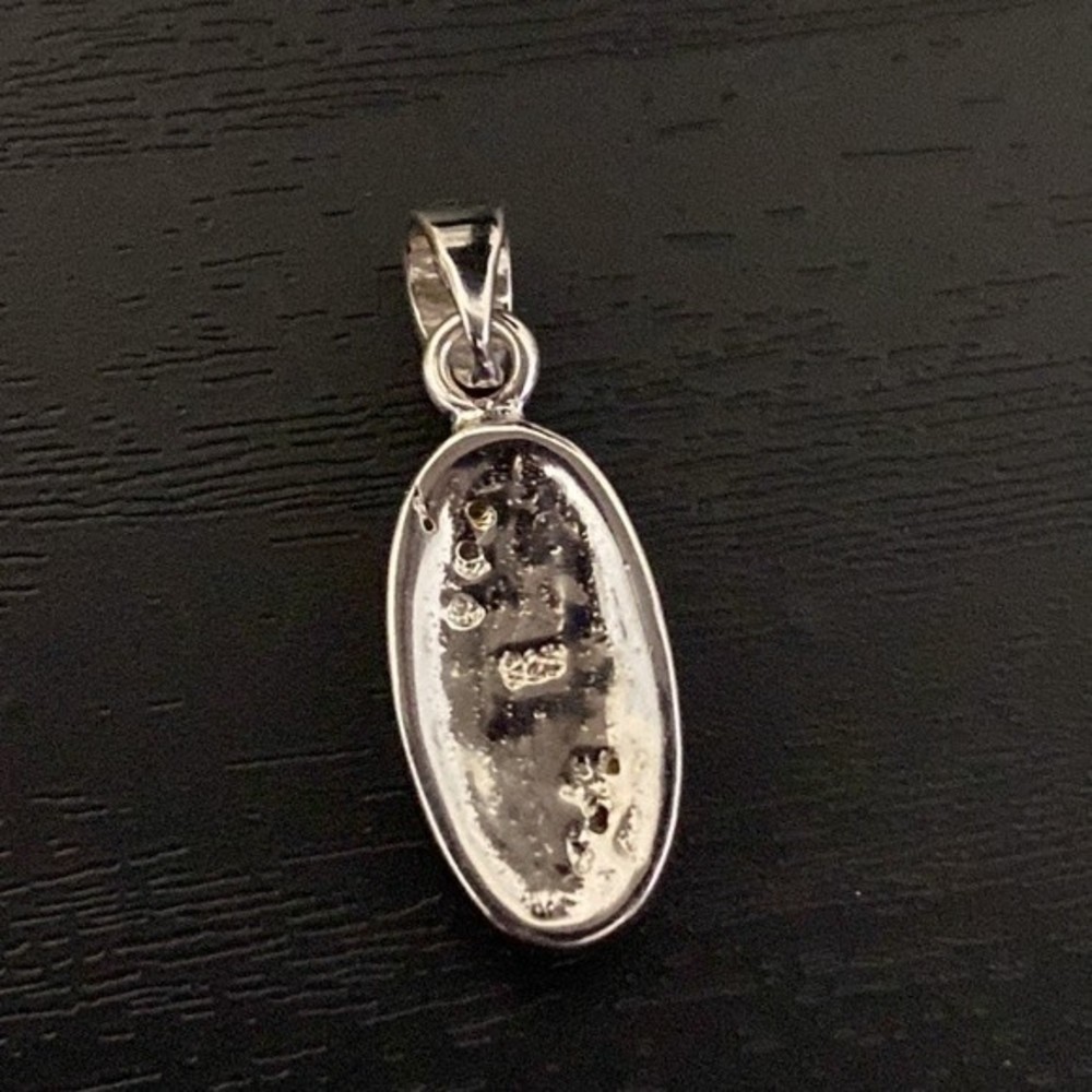 Blue Opal and Cubic Zirconia Sterling Silver Pendant - Picture 3 of 4